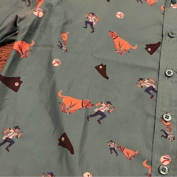 The Sandlot X RSVLTS Green Benny The Jet Beast Dog Button Up Shirt - Picture 5 of 6